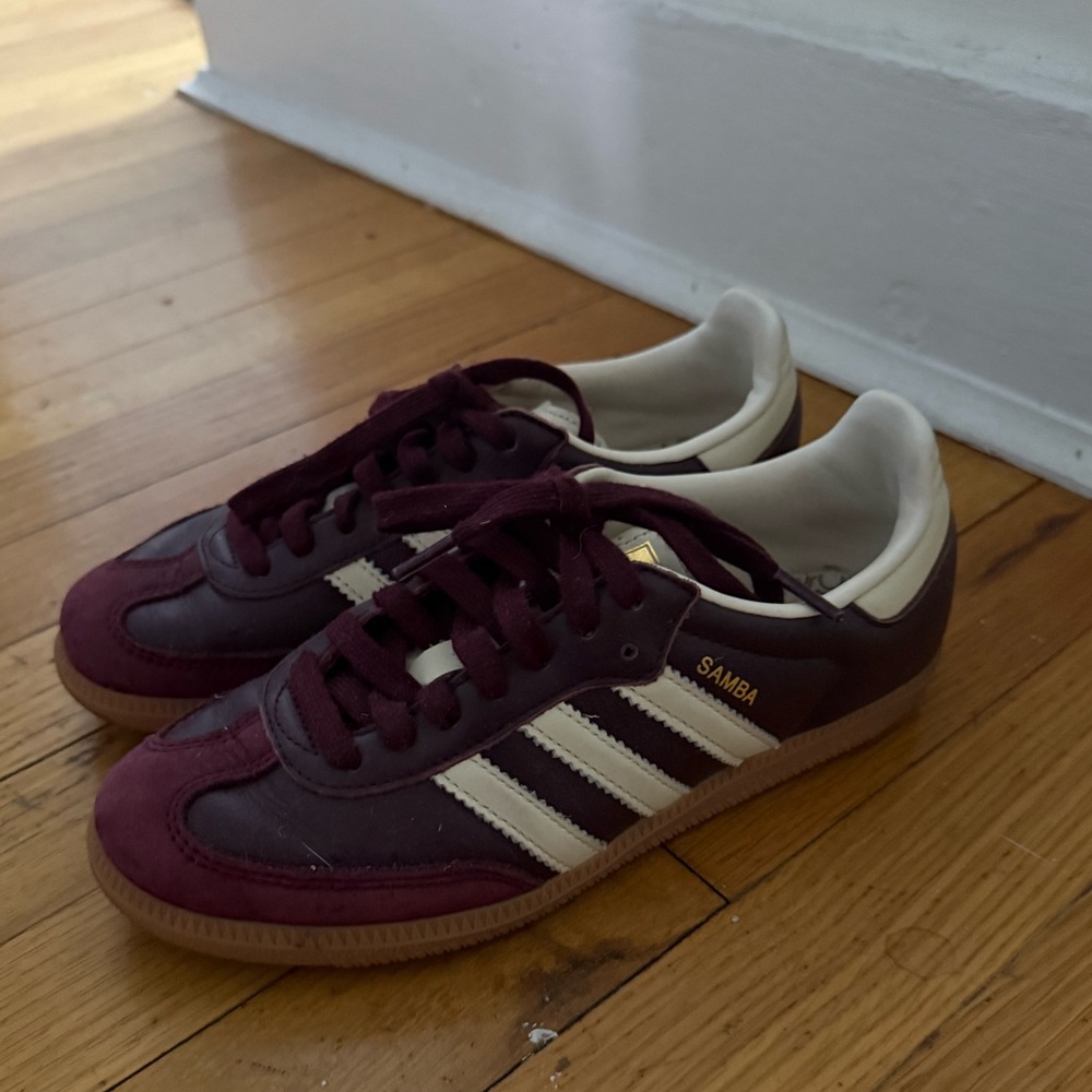 Adidas Samba Burgundy and Cream Sneakers